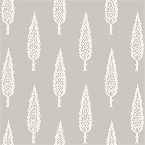 Grey Juniper Modern Tree Prepasted Wallpaper