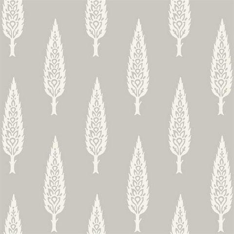 Grey Juniper Modern Tree Prepasted Wallpaper