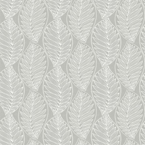 Grey Kira Ogee Leaf Husk Wallpaper