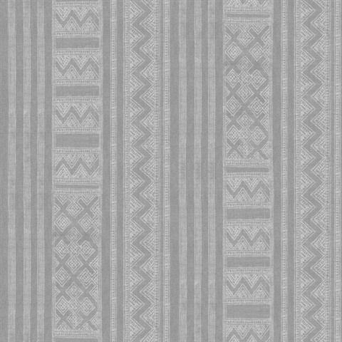 Grey Kotobi Trical Textile Wallpaper