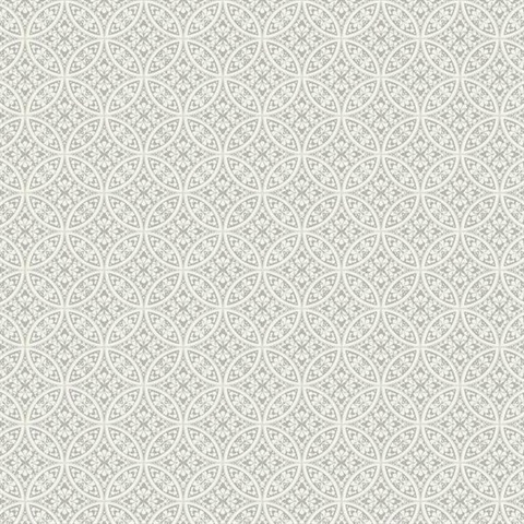 Grey Lacey Geometric Interlocking Circles Prepasted Wallpaper