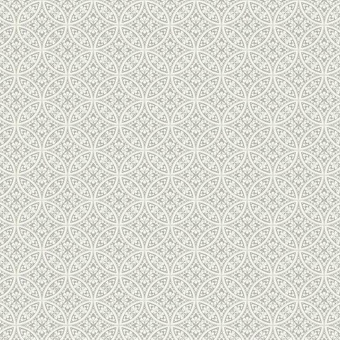 Grey Lacey Geometric Interlocking Circles Prepasted Wallpaper