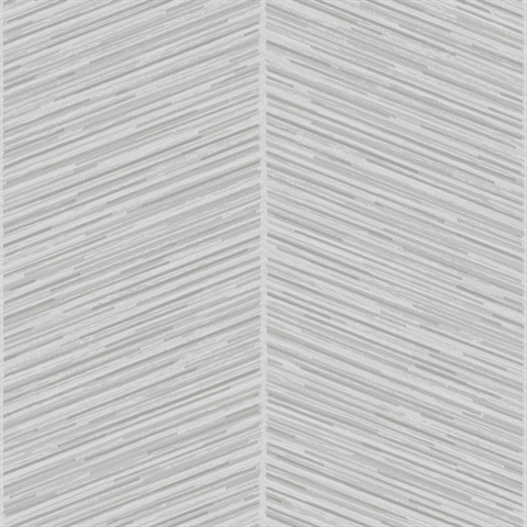 Grey Large Textured Painstroke Chevron Stripe Wallpaper