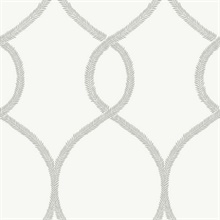 Grey Laurel Leaf Ogee Geometric  Wallpaper