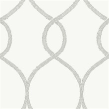 Grey Laurel Leaf Ogee Geometric  Wallpaper
