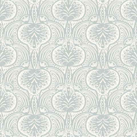 Grey Lotus Palm Paisley Wallpaper