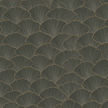 Grey Luminous Ginkgo Leaf Art Deco Wallpaper