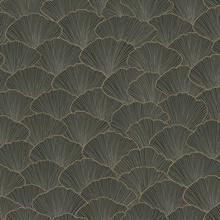 Grey Luminous Ginkgo Leaf Art Deco Wallpaper