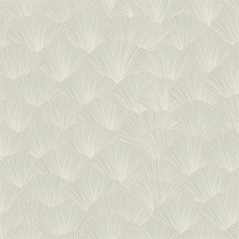 Grey Luminous Ginkgo Leaf Art Deco Wallpaper