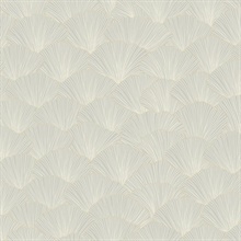 Grey Luminous Ginkgo Leaf Art Deco Wallpaper