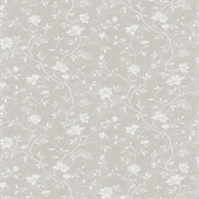 Grey Magnolia Floral Vine Wallpaper