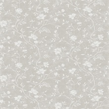 Grey Magnolia Floral Vine Wallpaper