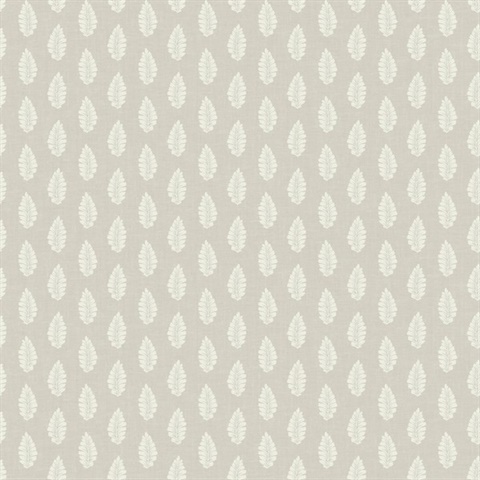 Grey Modern Leaf Stripe On Linen Wallpaper