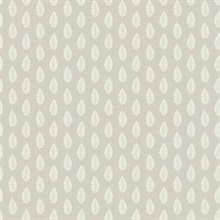 Grey Modern Leaf Stripe On Linen Wallpaper