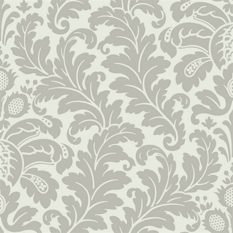 Grey Modern Romance Large Damask Wallpaper