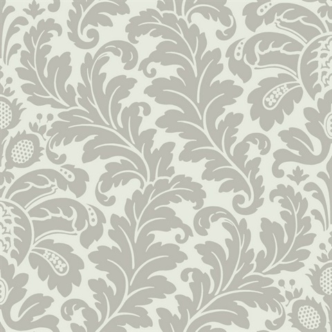 Grey Modern Romance Large Damask Wallpaper