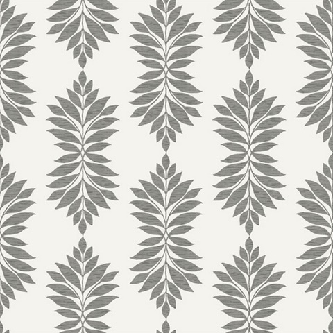 Grey & Off White Broadsands Botanica Leaves Wallpaper