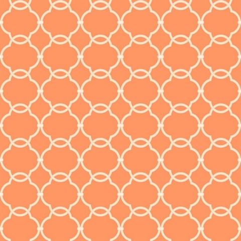 Grey & Orange Commercial Linked Trellis Wallpaper