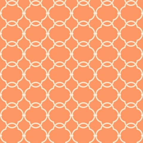 Grey & Orange Commercial Linked Trellis Wallpaper