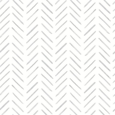 Grey Painted Herringbone Vertical Striped Wallpaper
