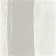 Grey Painterly Ink Wash Stripe Wallpaper