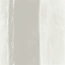 Grey Painterly Ink Wash Stripe Wallpaper