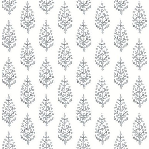 Grey Paisley On Calico Wallpaper