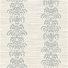 Grey Palm Frond Stripe Stringcloth Textured Wallpaper