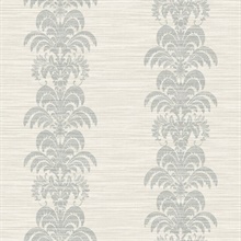 Grey Palm Frond Stripe Stringcloth Textured Wallpaper