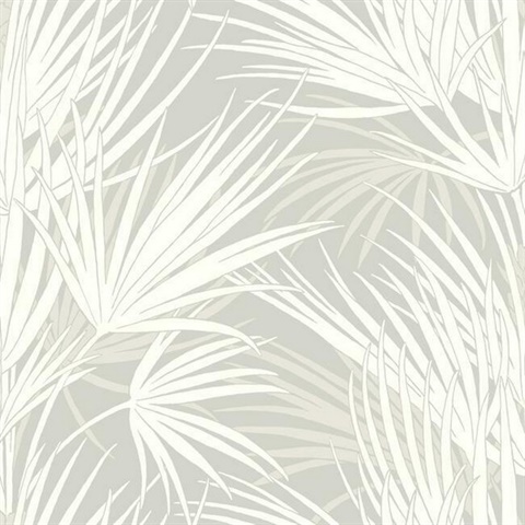 Grey Palmetto Leaf Prepasted Wallpaper