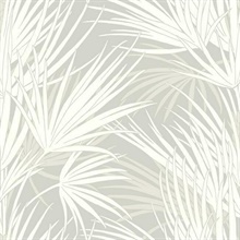 Grey Palmetto Leaf Prepasted Wallpaper