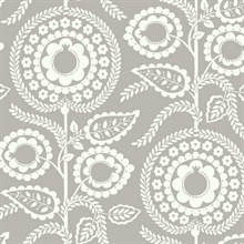 Grey Pomegranate Bloom Prepasted Wallpaper