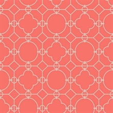 Grey & Red Commercial Lattice Wallpaper