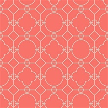 Grey & Red Commercial Lattice Wallpaper