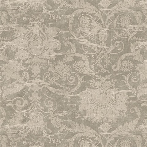 Grey Rochester Large Damask Wallpaper