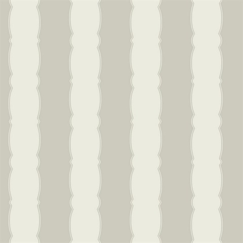 Grey Scalloped Vertical Beach Stripe Wallpaper