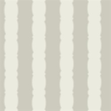 Grey Scalloped Vertical Beach Stripe Wallpaper