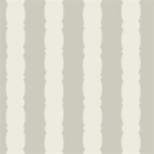 Grey Scalloped Vertical Beach Stripe Wallpaper