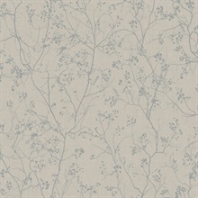Grey &amp; Silver Luminous Tree Branch Wallpaper