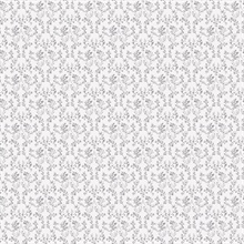 Grey Subtle Ogee Floral & Leaf Wallpaper