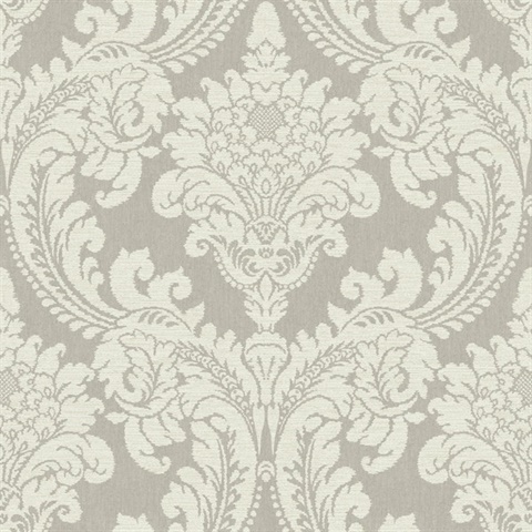 Grey Tapestry Acanthus Damask Wallpaper