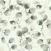 Grey &amp; Taupe Eucalyptus Floral Trail Wallpaper