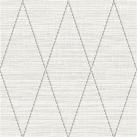 Grey & Taupe Geometric Diamond Textured Linen Background Wallpaper