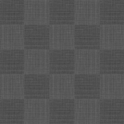 Grey & Taupe Textured Checkered Woven Wallpaper