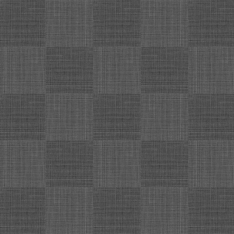 Grey & Taupe Textured Checkered Woven Wallpaper