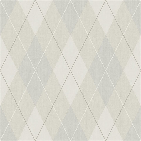 Grey, Taupe & White Textured Argyle Wallpaper