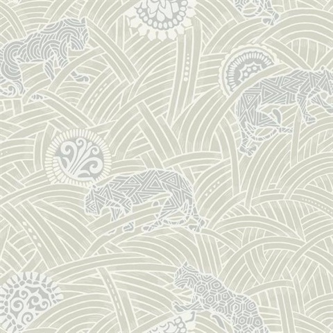 Grey & TaupeTibetan Tigers Wallpaper