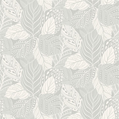 Grey Vinca Leaf Wallpaper