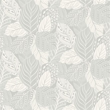 Grey Vinca Leaf Wallpaper
