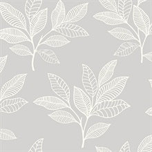 Grey & Whie Commercial Paradise Leaves Wallpaper